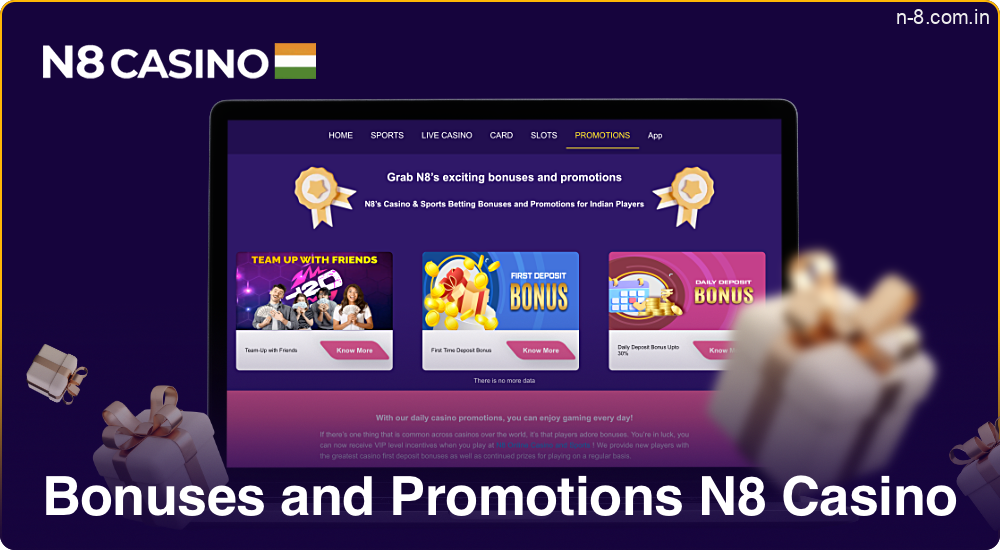 Bonuses and promotional offers at N8 Casino